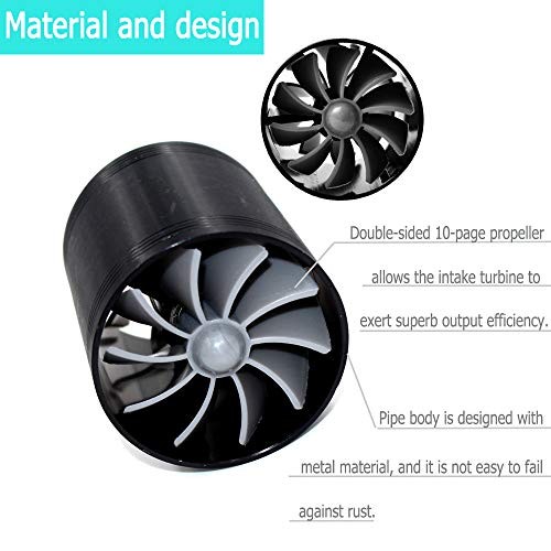 2.5″ F1-Z Car Air Intake Turbonator , Dual Fan Turbine Super Gas Fuel Saver