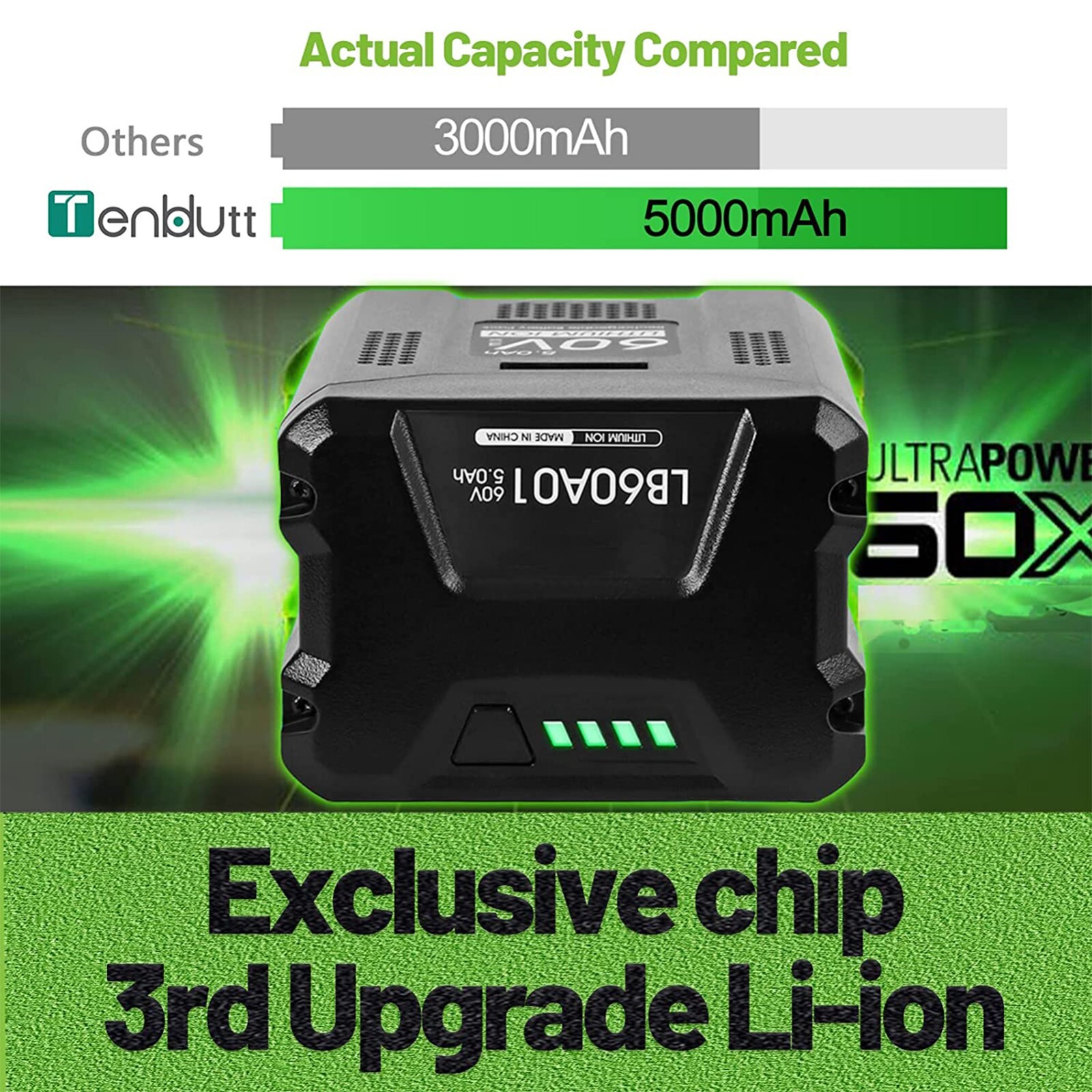 5.0Ah Li-ion Battery For Greenworks 60 V LB60A00 LB60A02 LB60A03 60Volt Max Tool