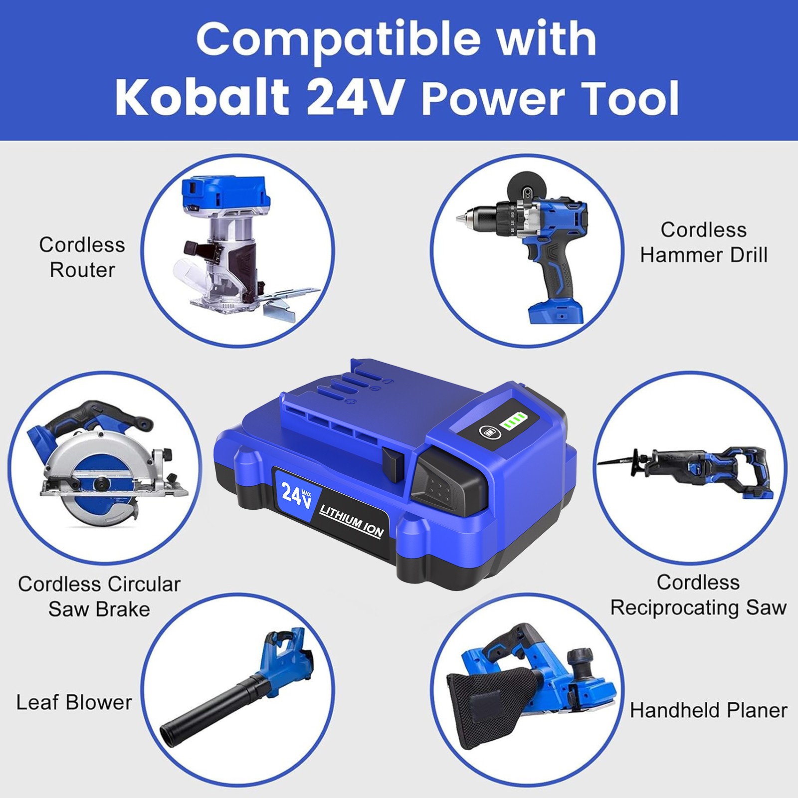 2 Pack 24V 3.0Ah for Kobalt 24 Volt Max Lithium-ion Battery KB624-03 KB424-03