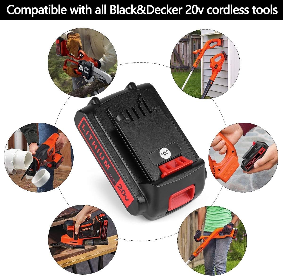 2Pack 20V Lithium-ion 1.5Ah Battery for BLACK DECKER 20 Volt LBXR20 LBX20 LB20