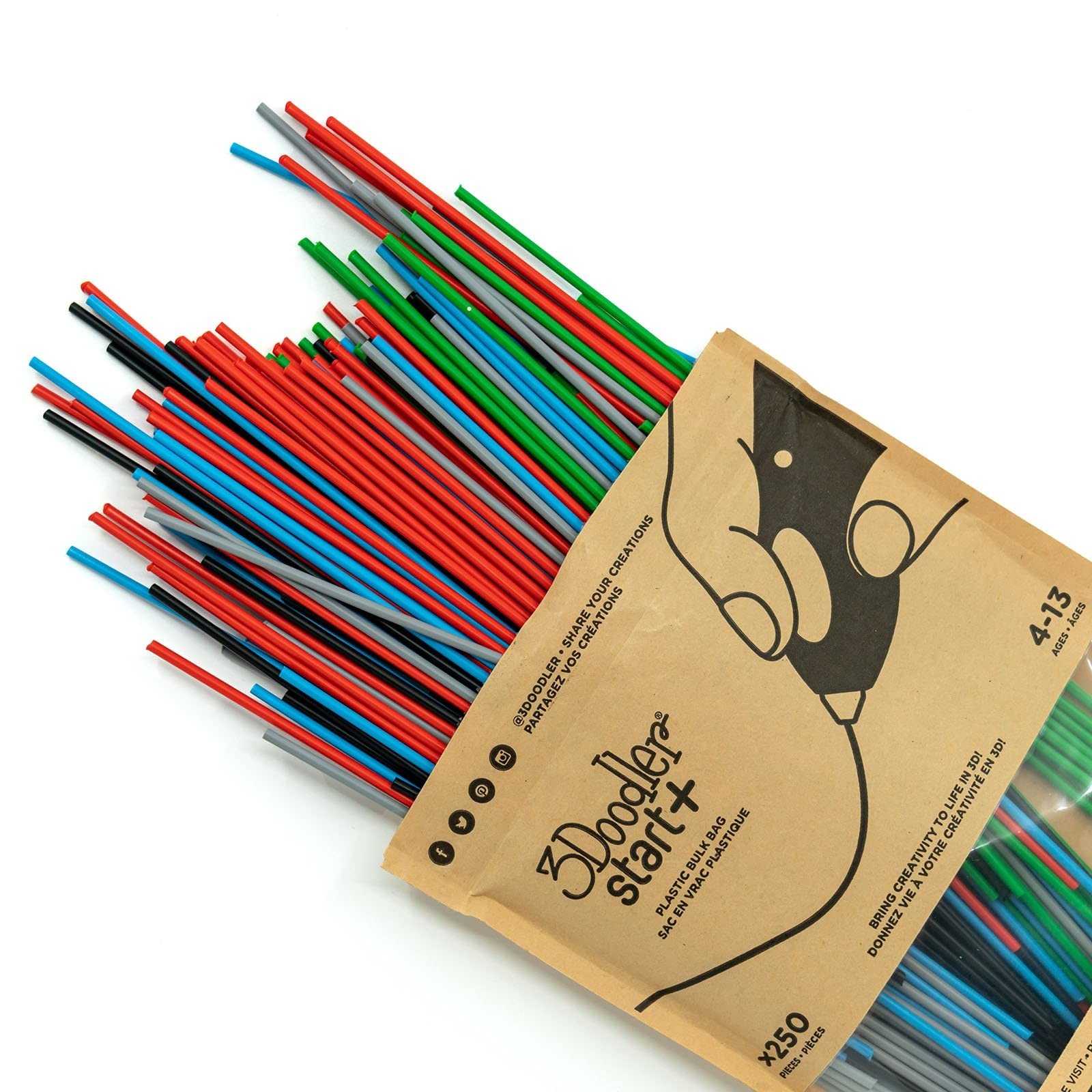 3Doodler Start 3D Printing Filament Refill Bag for 6+ years old (x250 Strands…