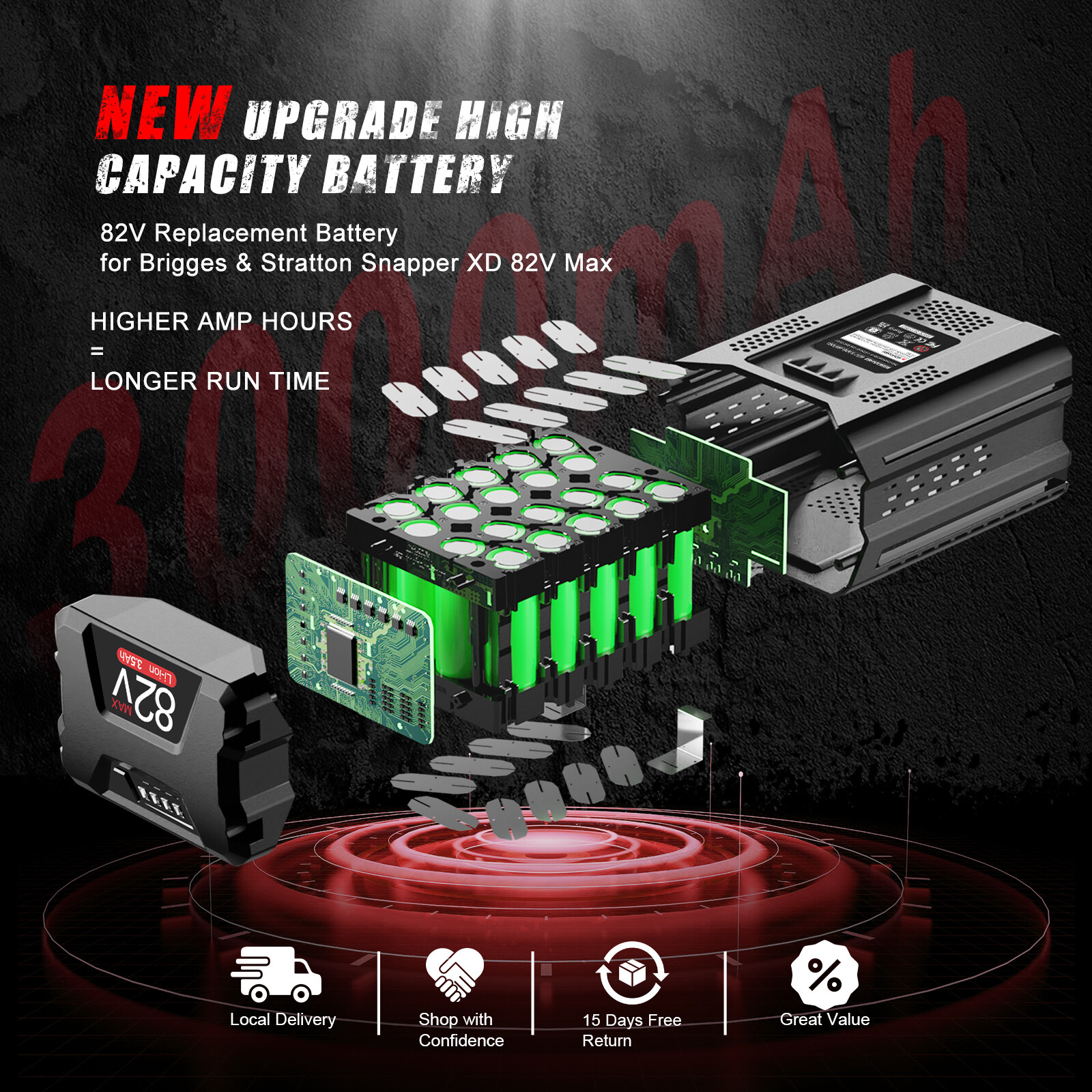 3.5Ah For Snapper XD 82V Max Lithium Ion Battery BSB2AH82 Cordless Power 1760514