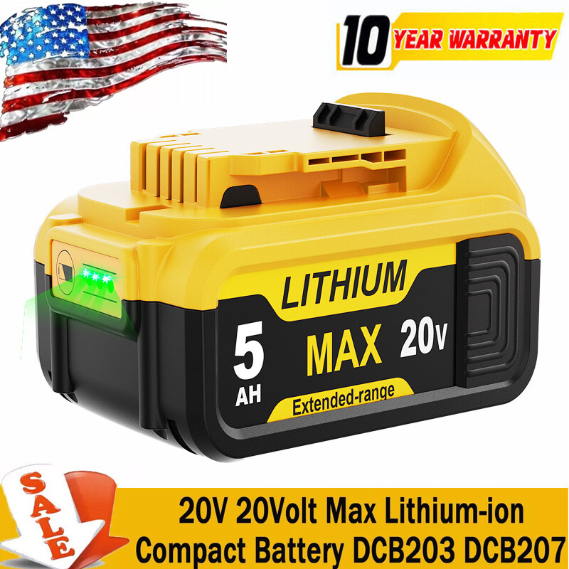 2Pack For DeWalt 20V 20 Volt Max 5.0AH Lithium Battery DCB206 DCB205-2 DCB201-2