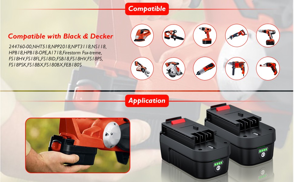 For Black & Decker HPB18 18V 18Volt 8000mAh Lithium-Ion Battery PACK HPB18-OPE