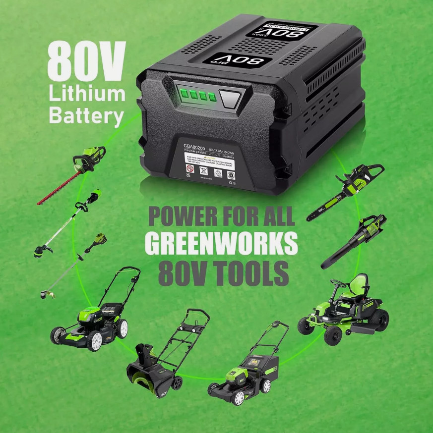 FOR Greenworks 80V Lithium Ion 5.0Ah Rechargeable Li-ion Battery BAB727 GBA80200
