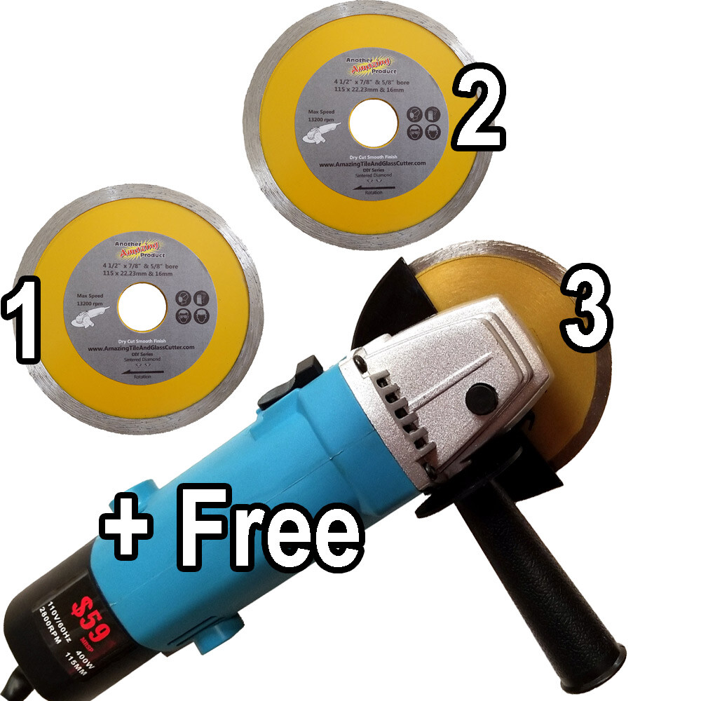 4 1/2″ Diamond Saw Blades x3 Continuous Rim Cut Tile & Masonry ***Free Grinder**