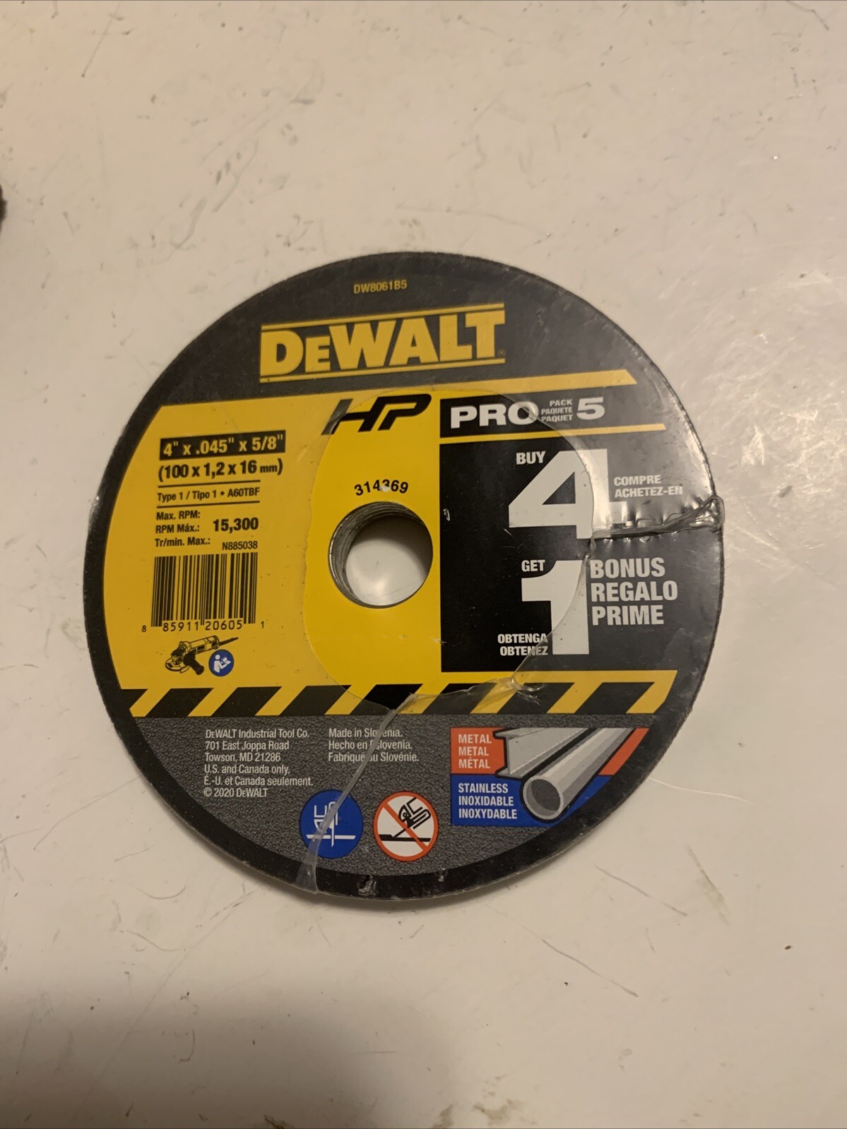 DeWALT DW8061B5 4″ x .045″ x 5/8″ Pro Pack 5 Wheels NEW