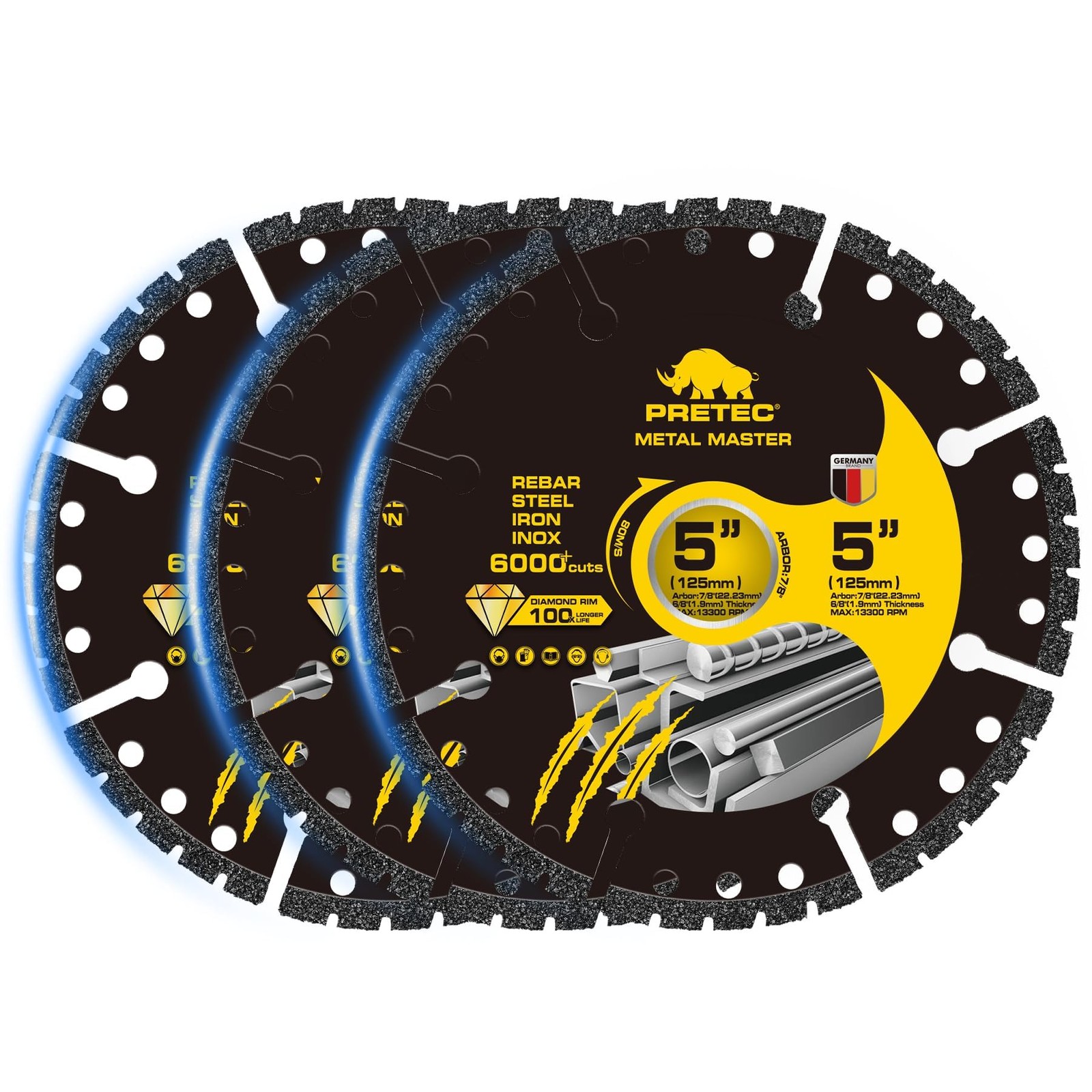 Pretec Diamond Cutting Wheel 5 X 7/8 Inch Angle Grinder Cutting Disc Carbide