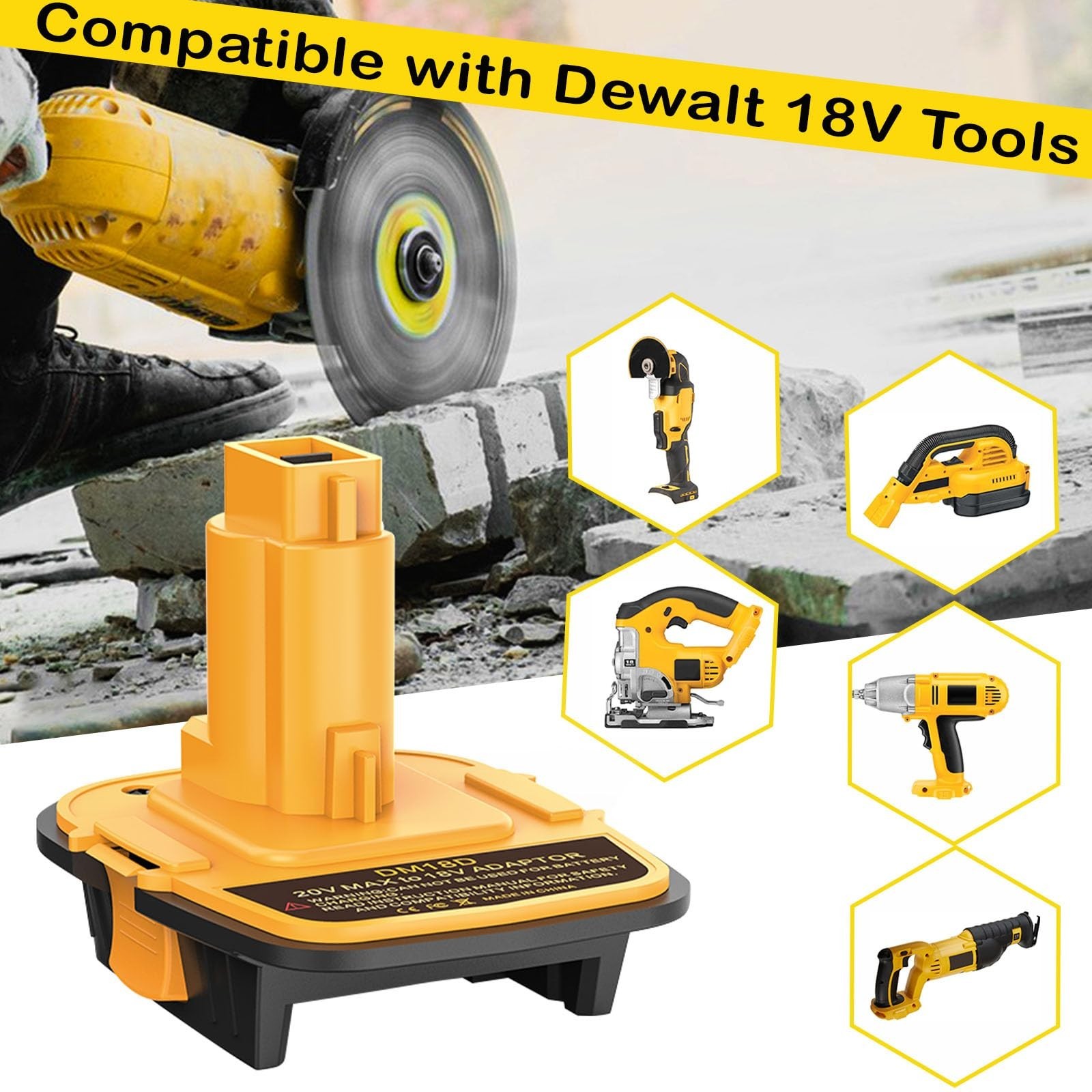 DM18D Converter Compatible with Dewalt 20V Battery & Milwaukee 18V Battery