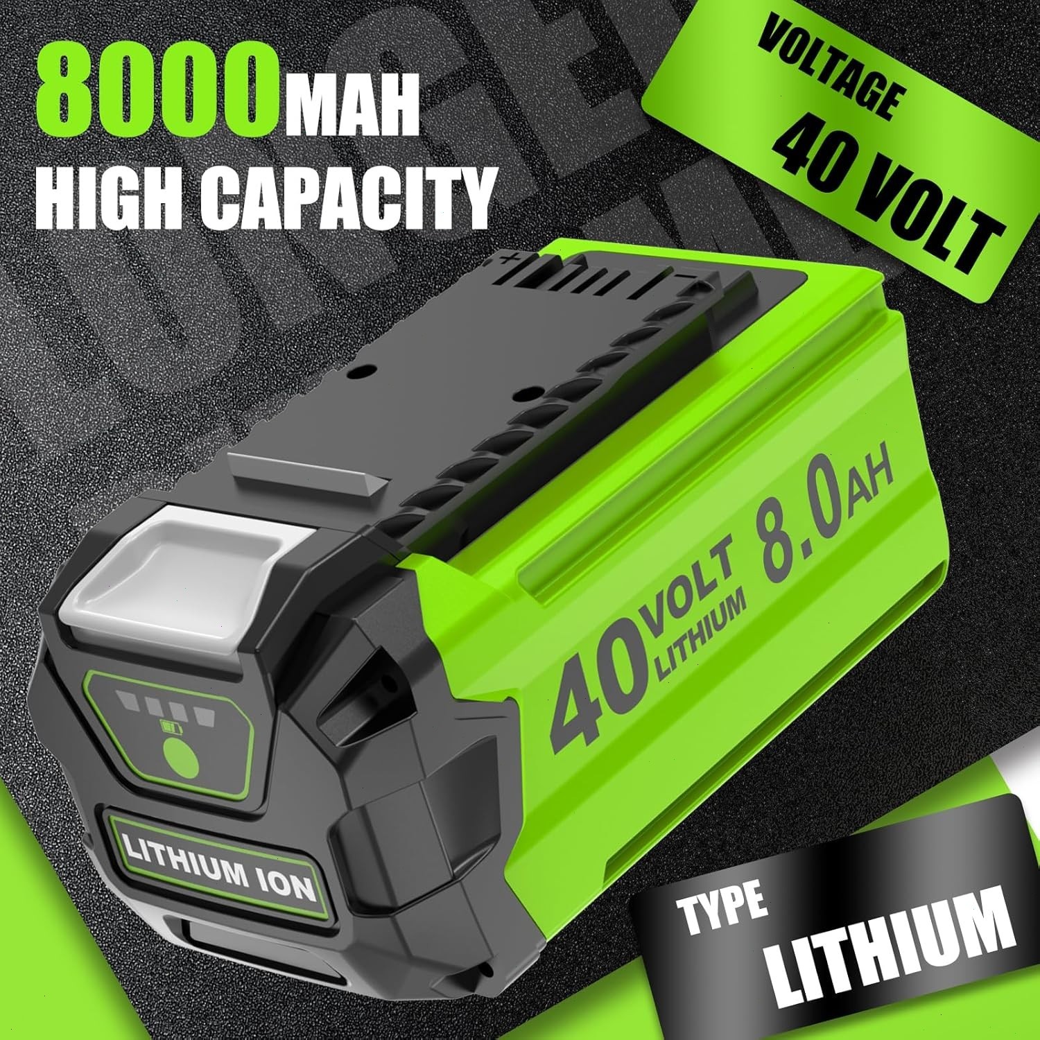 40V 8.0Ah For Greenworks G-MAX Lithium Battery 29472 29462 29252 20202 40 Volt
