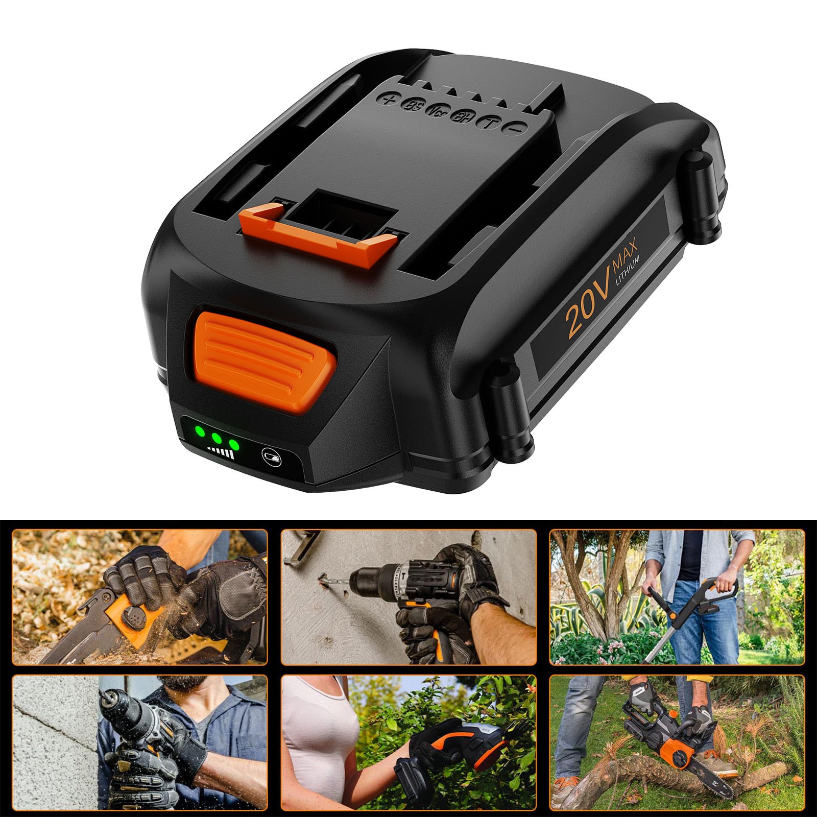 20Volt 8.0Ah For WORX WA3525 20V Max Lithium Battery Power Tools WA3520 WA3575