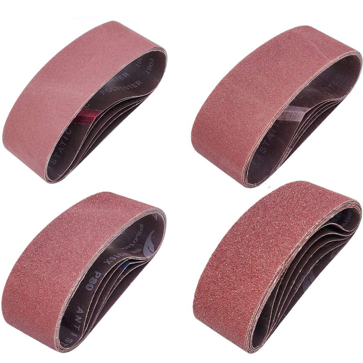 20 Pc 3″ x 21″ Sanding Belts 40 80 120 240 Grit Aluminum Oxide Set