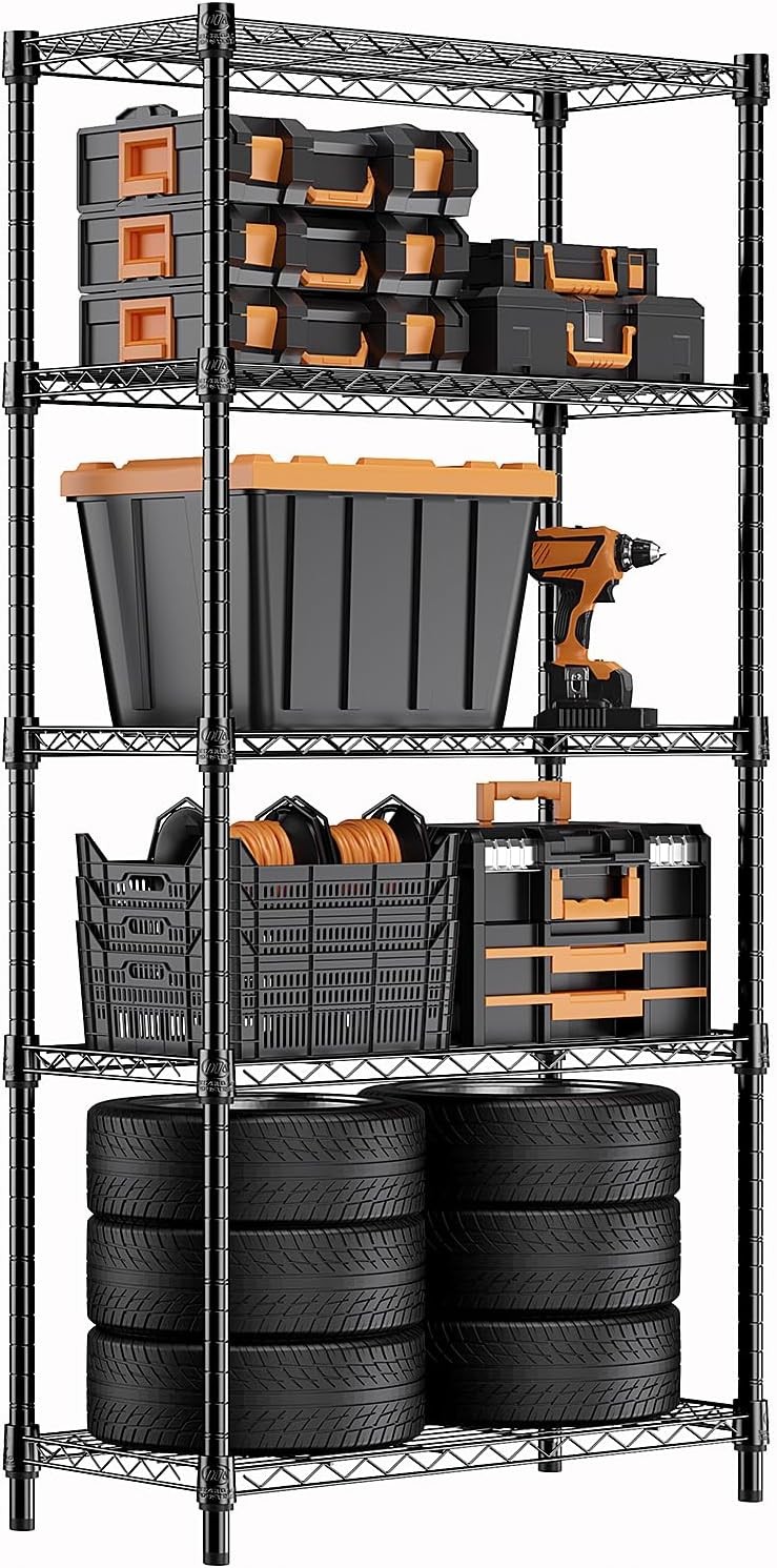 MZG 5 Tier Wire Shelves Metal Shelving Unit Metal Shelving Storage Shelf Rack