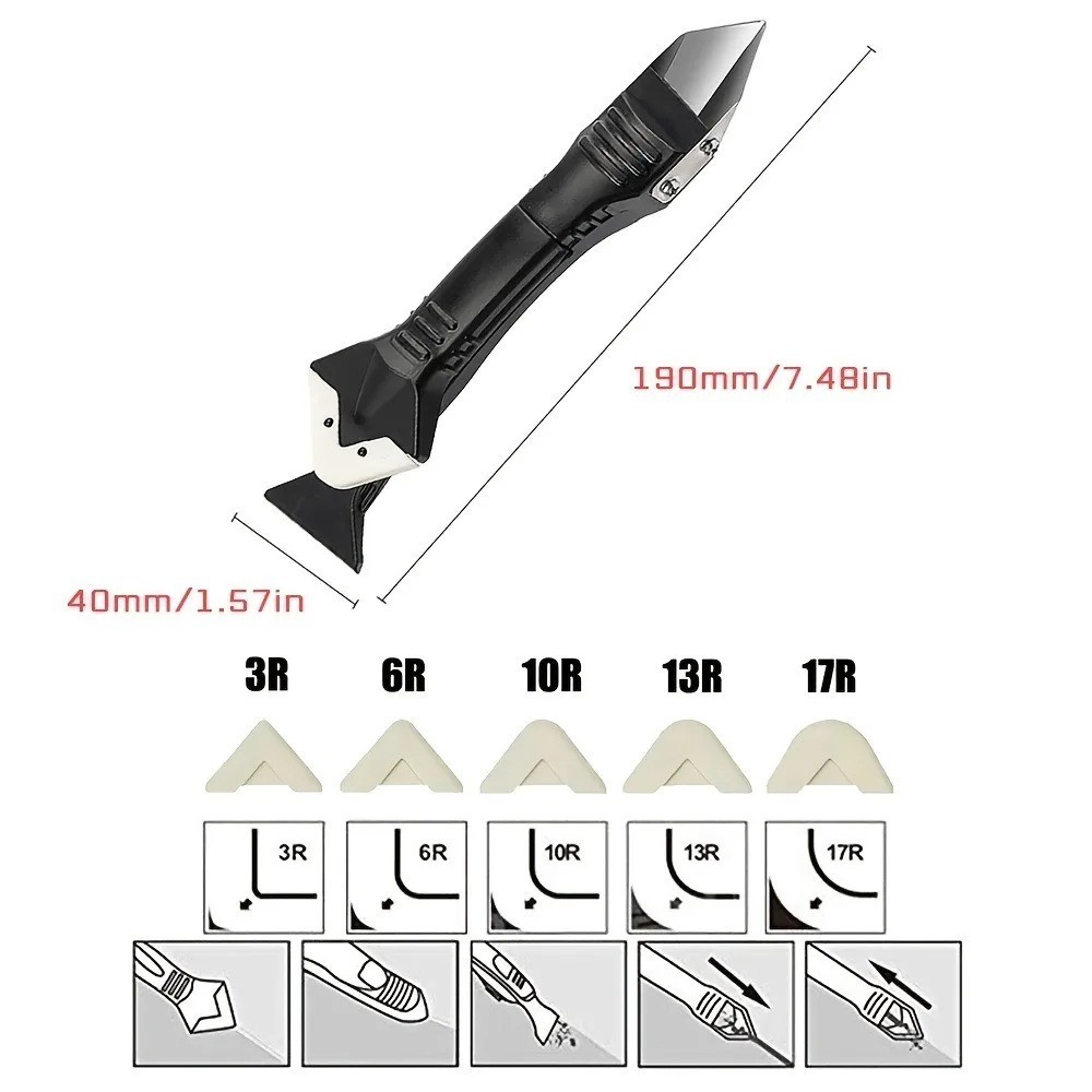 5 in 1 Silicone Sealant Remover Tool Kit Set Scraper Caulking Mould Removal US