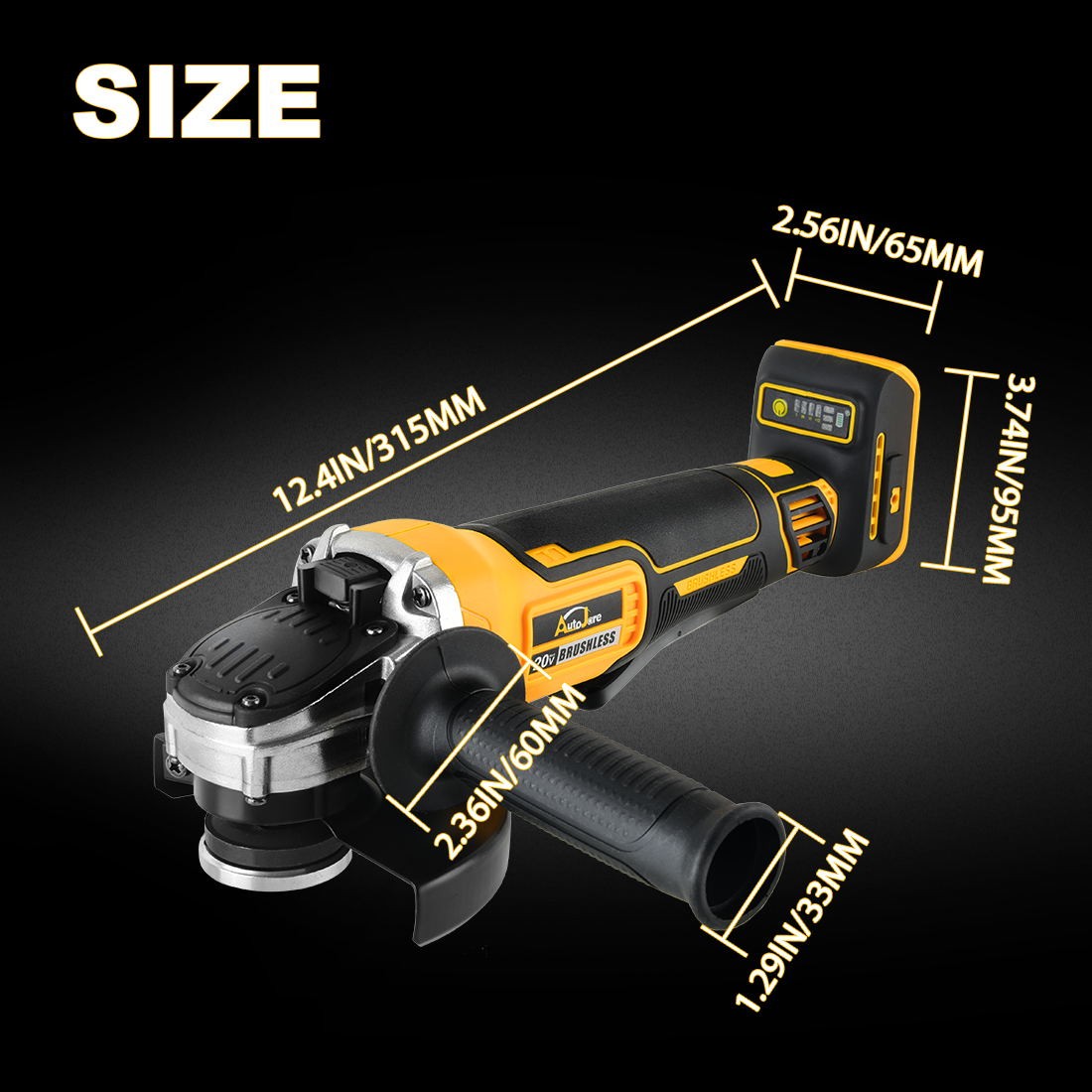 Cordless Brushless 4-1/2 Angle Grinder for Dewalt 20V Battery 9000 RPM Tool