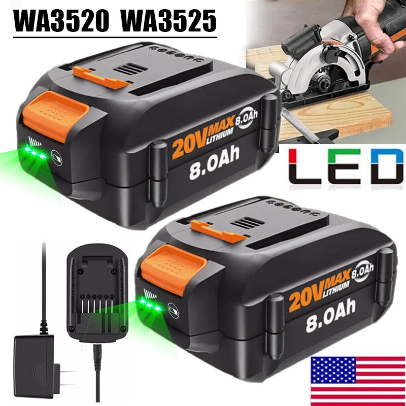 20Volt 8.0Ah For WORX WA3525 20V Max Lithium Battery Power Tools WA3520 WA3575