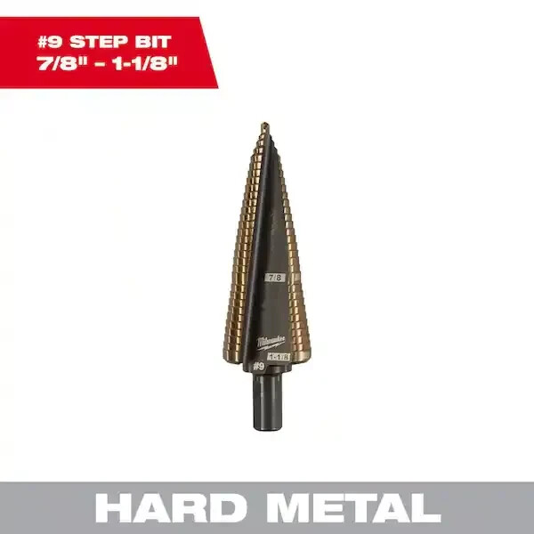 Milwaukee #9 Cobalt Step Drill Bit 48-89-9289 7/8 In. – 1-1/8 In.