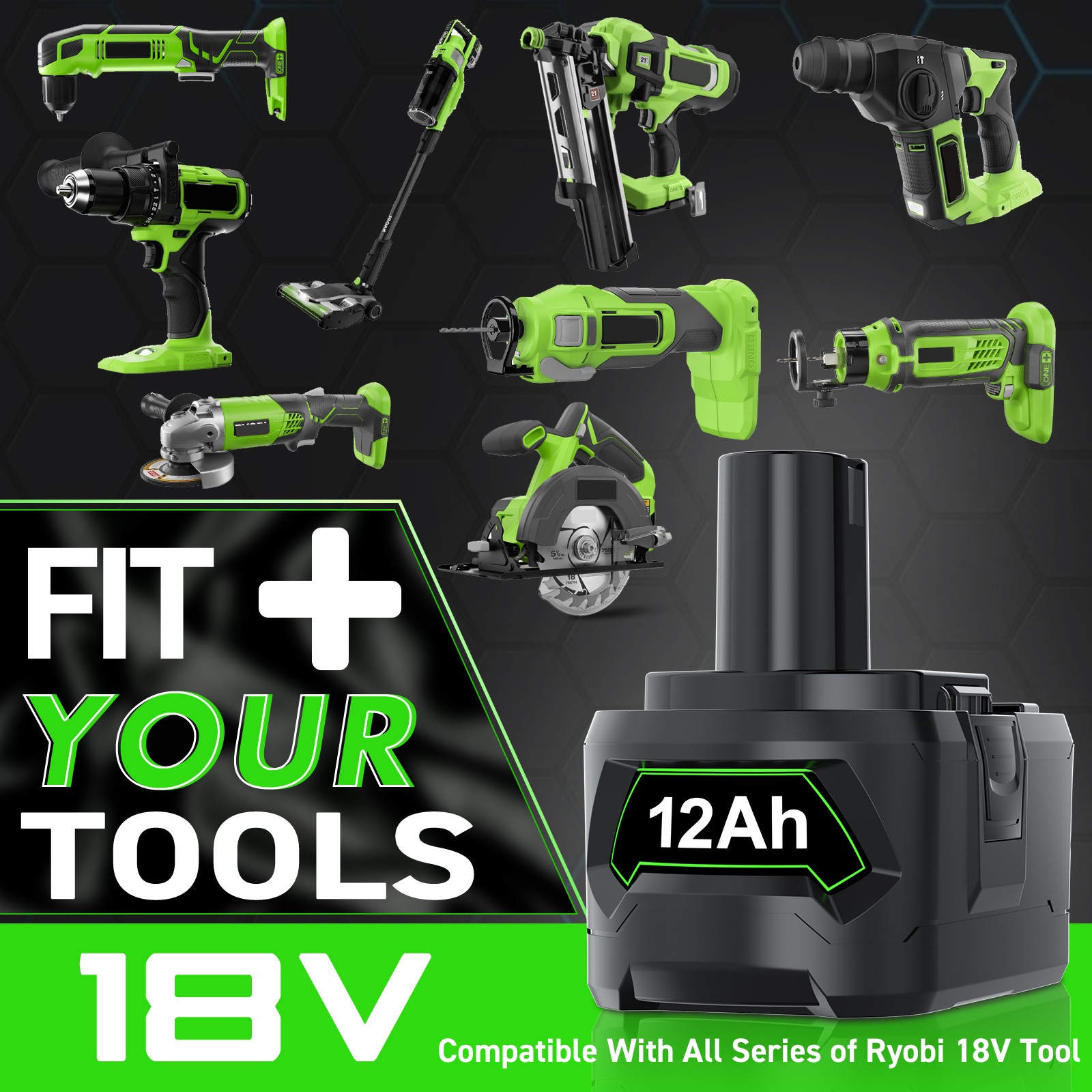 For RYOBI P108 For One+ Plus High Capacity Lithium Ion 8000mAh 18Volt Battery