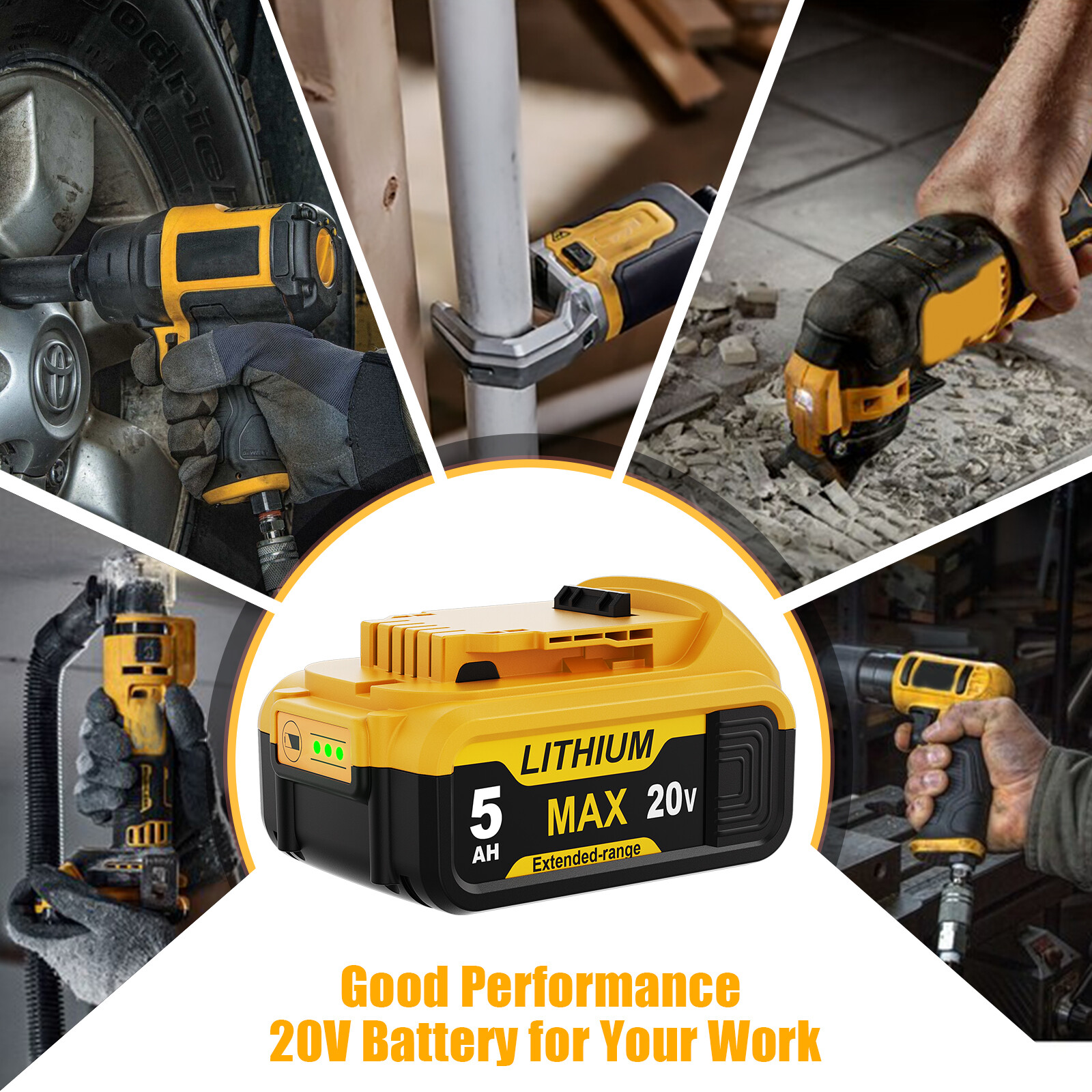 2Pack For DeWalt 20V 20 Volt Max 5.0AH Lithium Battery DCB206 DCB205-2 DCB201-2