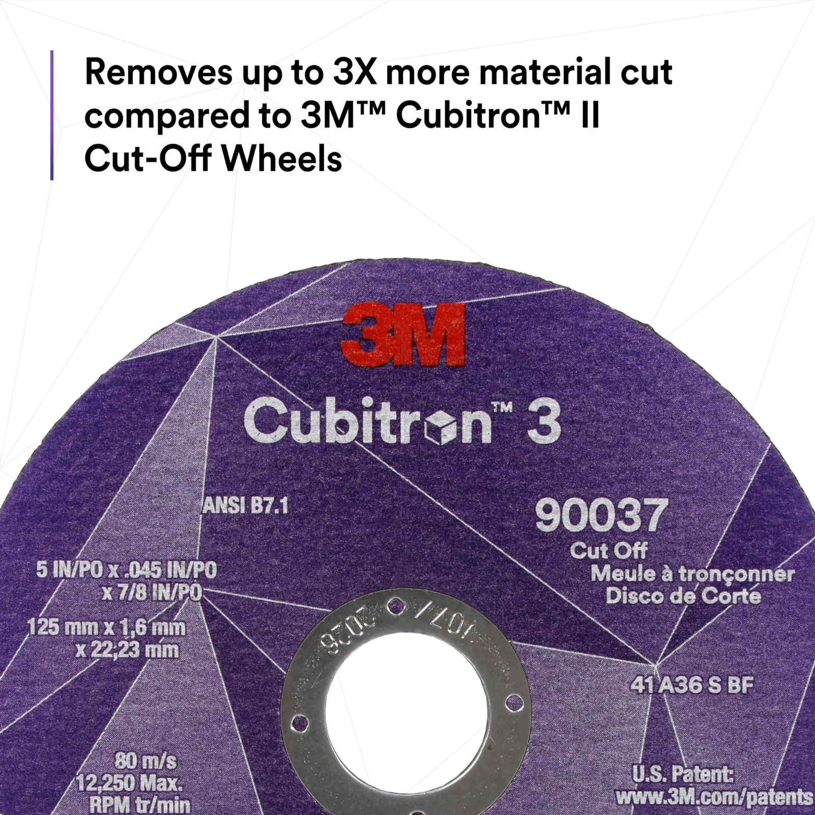 3M Cubitron 3 Cut-Off Wheel 90047 60+ T27 6 in x 0.045 in x 5/8 in-11 150 x