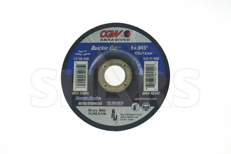 CGW 10 PCS 5 x 0.045 x 7/8 60 Grit Type 27 ZA Quickie Cut Cutoff Wheel ^|