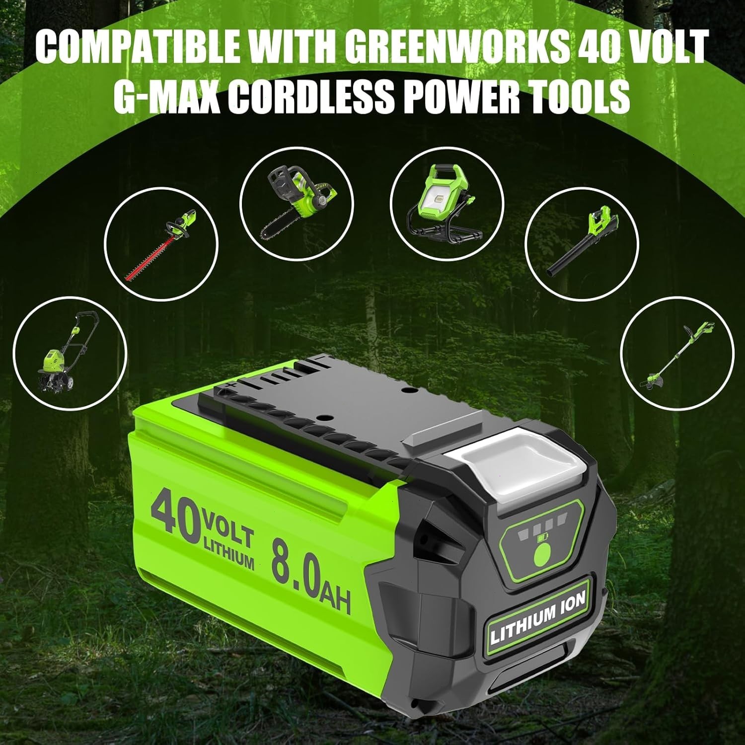 40V 8.0Ah For Greenworks G-MAX Lithium Battery 29472 29462 29252 20202 40 Volt
