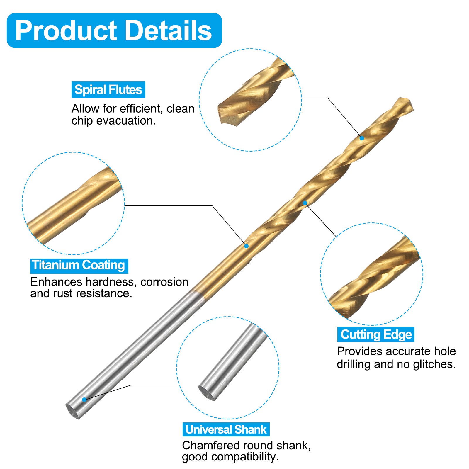 2pcs 4-40 UNC Straight Flute Tap Uncoated and 2pcs 2.3mm Drill Bit Ti-Coated Set