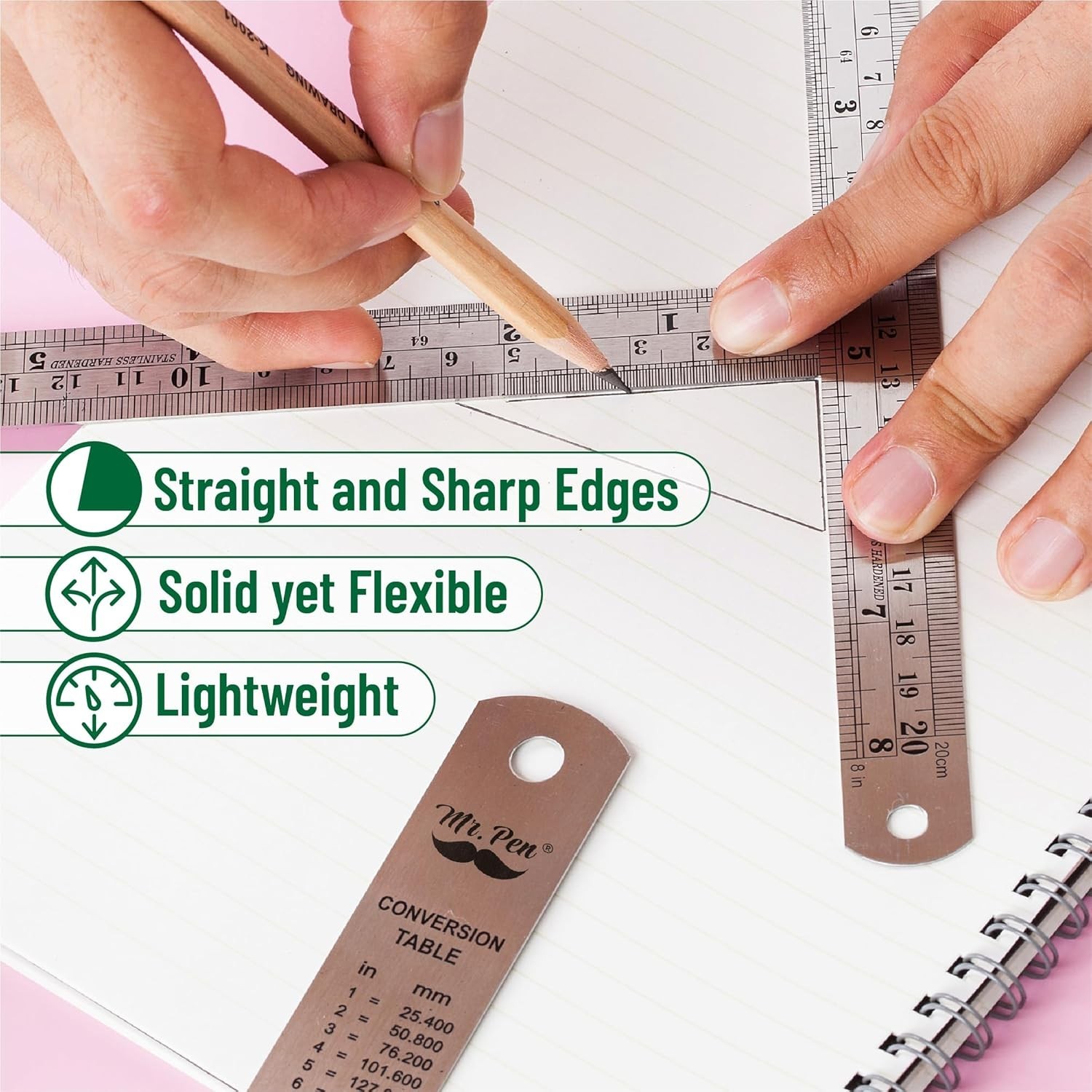 Stainless Steel Ruler Metal Straight Edge Measuring Tool Set Of 6 or 3 Set