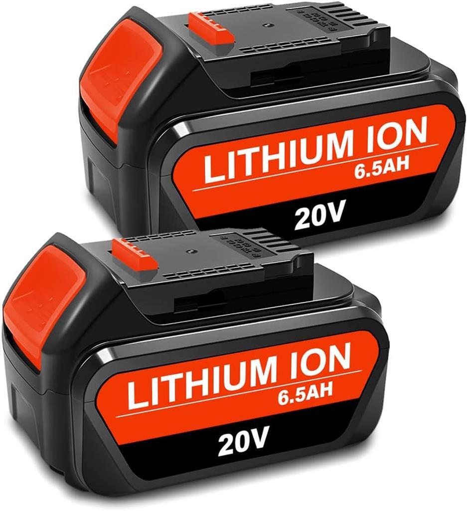 2 PACK New DCB206 6.5Ah Battery for Dewalt 20v Max 6Ah Battery DCB206-2