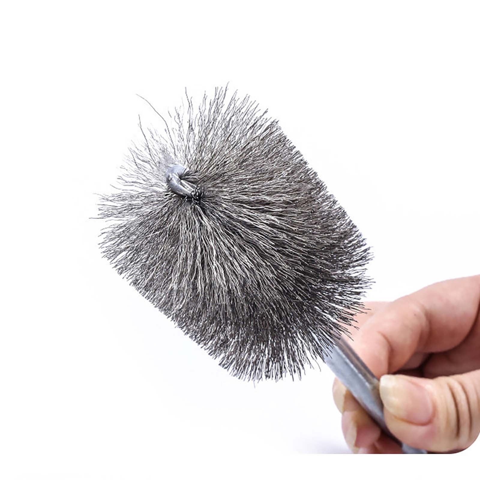 304 Stainless Steel Electric Drill Wire Pipe Cleaning Brush, Round Tube Design