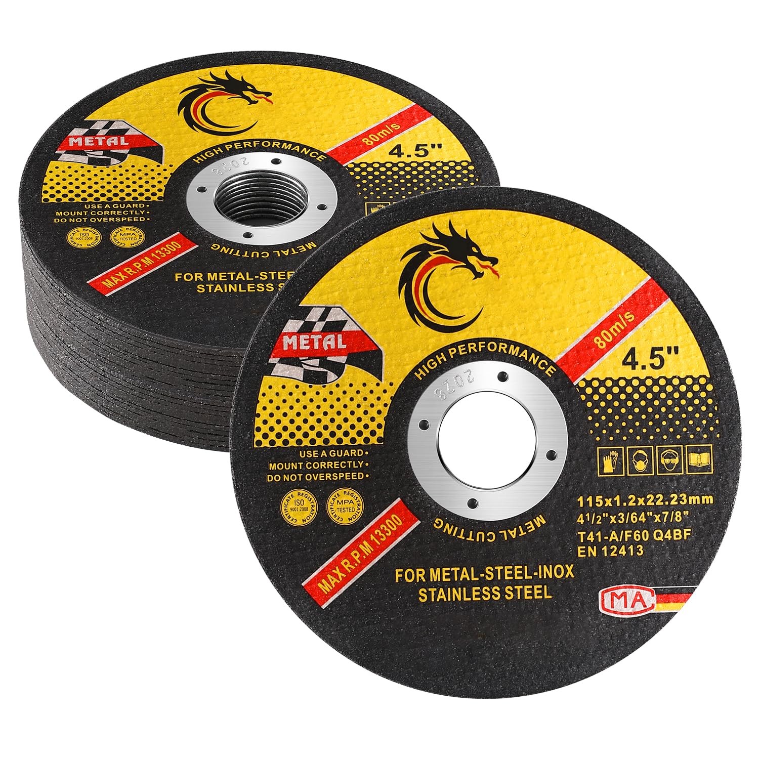 4 1/2 Cut Off Wheel Metal Stainless Steel 0.045 Thin 10 Pack for Grinding