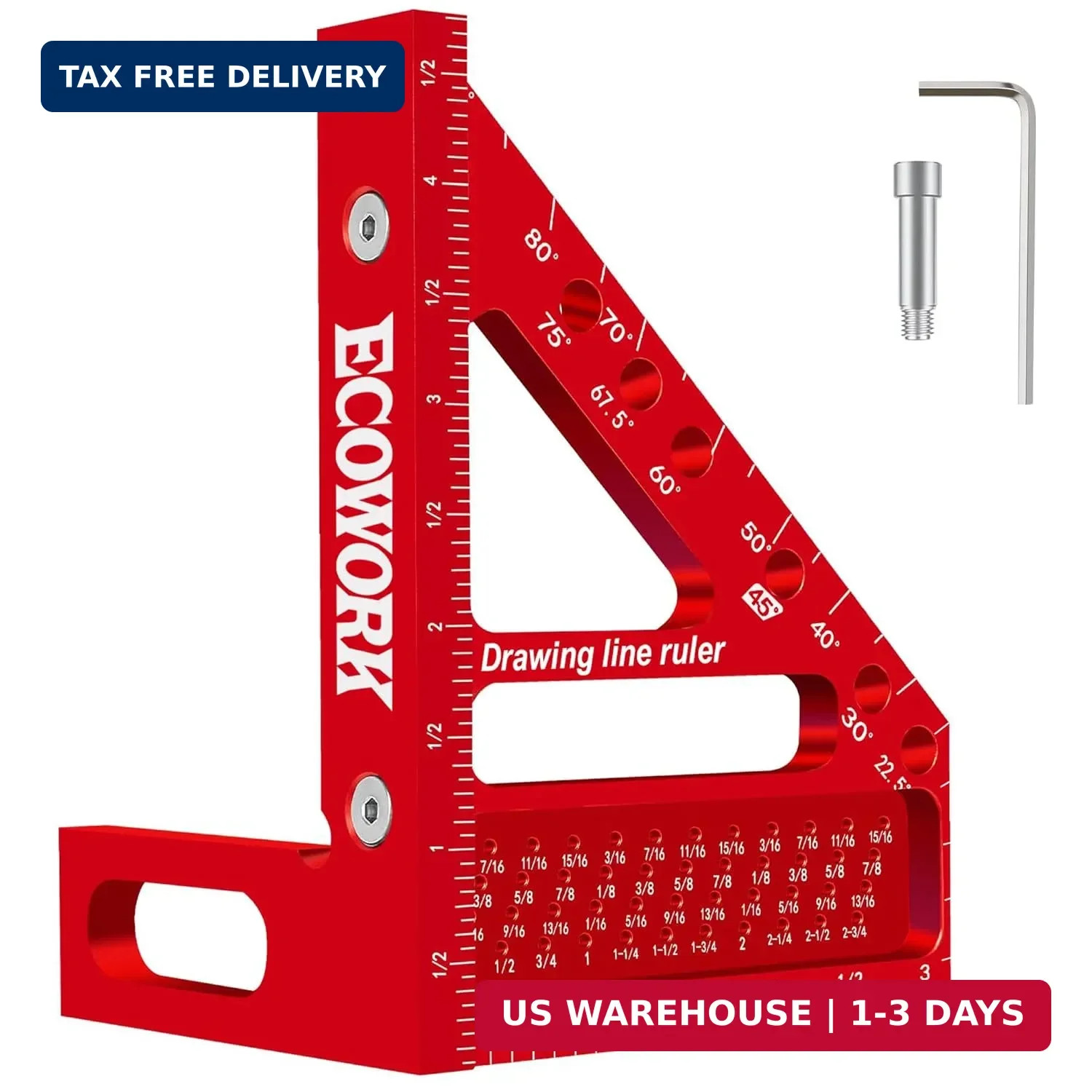 3D Multi-Angle Measuring Ruler Woodworking Square, High Precision Aluminum Alloy