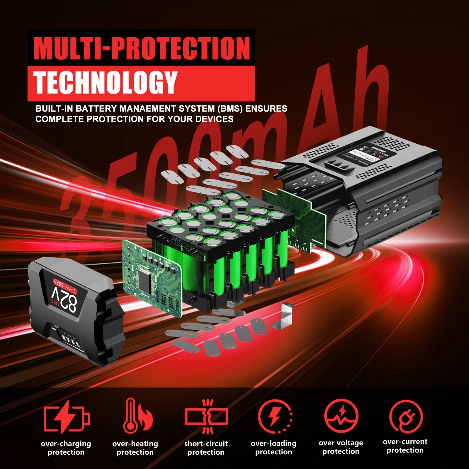 82V 3Ah/3.5Ah Lithium-ion Battery Pack For Snapper XD 82V MAX BSB2AH82 BSB4AH82