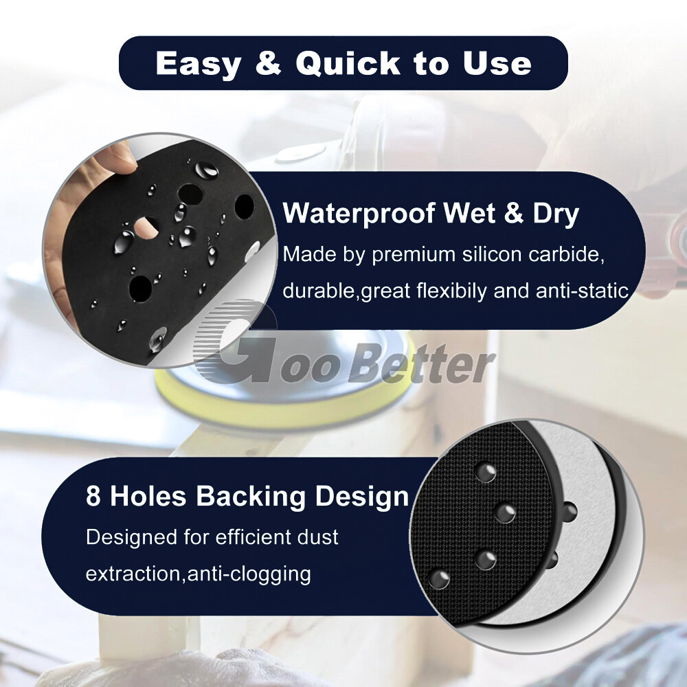 5in Sanding Discs 400-2000 Grit Hook Loop Wet Dry Sandpaper Orbital Sander Paper