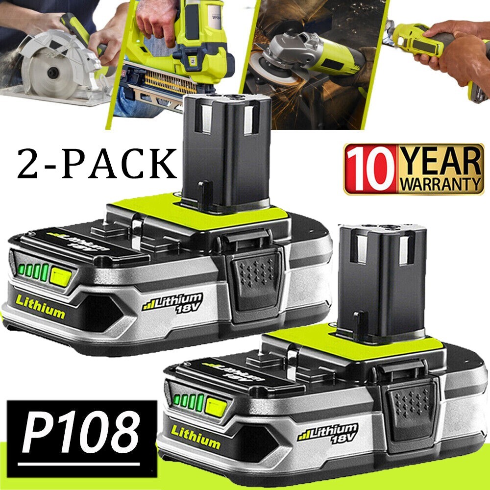 2PACK 8Ah For RYOBI P108 18V 8000mAh High Capacity Battery 18Volt Lithium-Ion