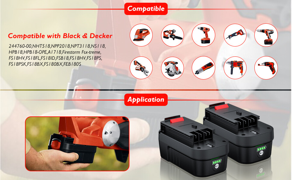 2/1Pack 18V 8.0Ah For Black & Decker 18 Volt Lithium-Ion Battery HPB18 HPB18-OPE