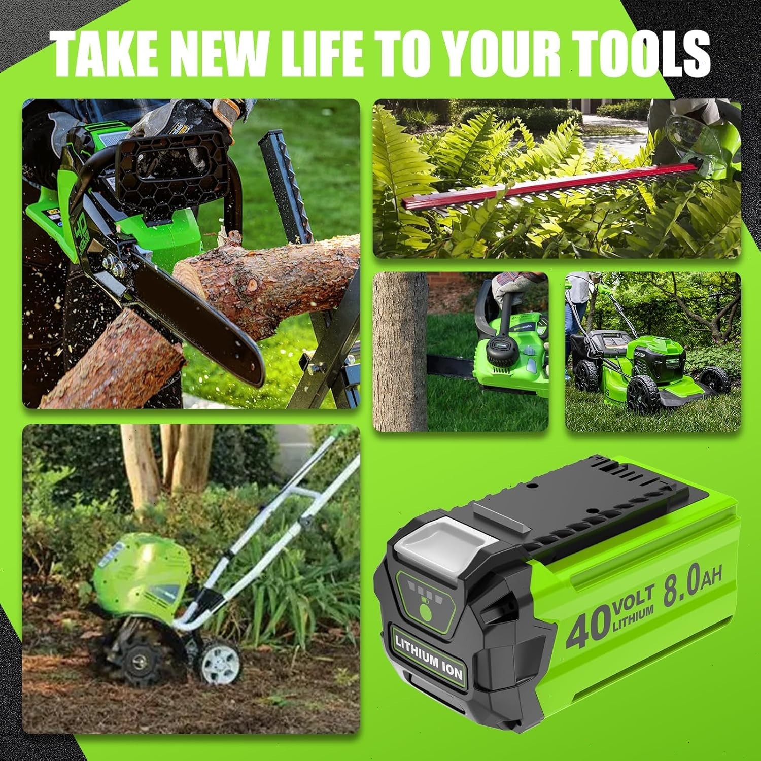 40V 8.0Ah For Greenworks G-MAX Lithium Battery 29472 29462 29252 20202 40 Volt