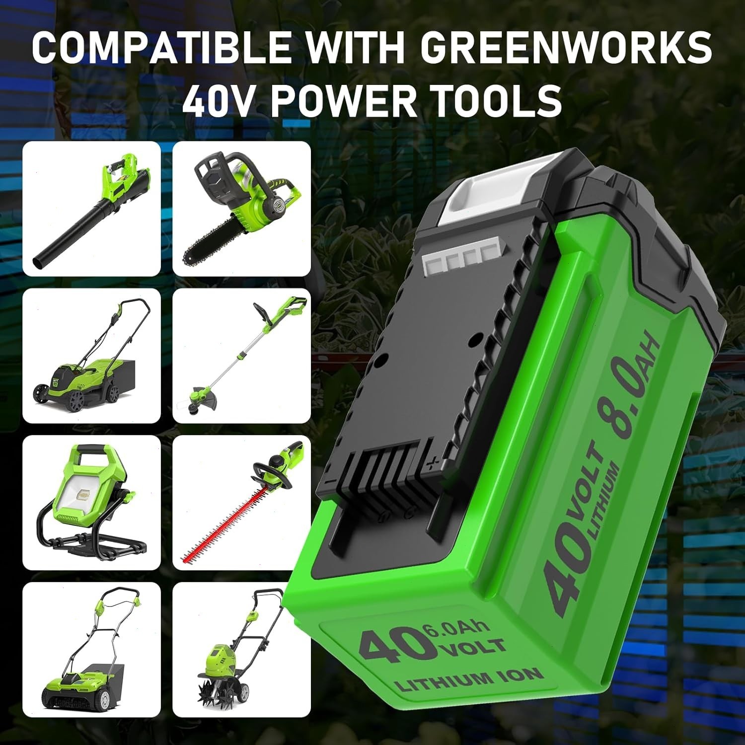 40V 8.0Ah For Greenworks G-MAX Lithium Battery 29472 29462 29252 20202 40 Volt