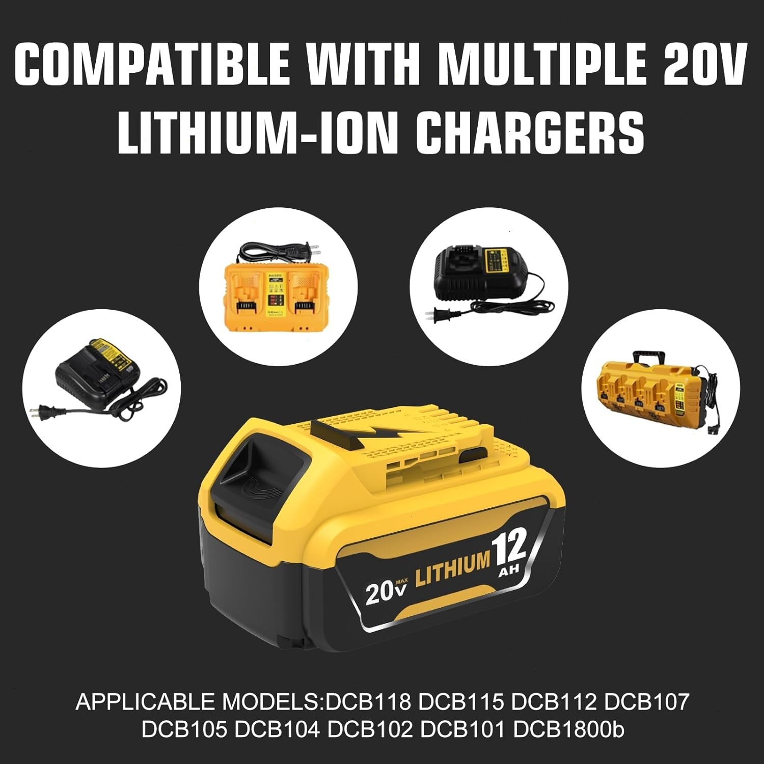 2Pack For DeWalt 20V 20 Volt Max XR 12.0AH Lithium Battery DCB206-2 / Charger
