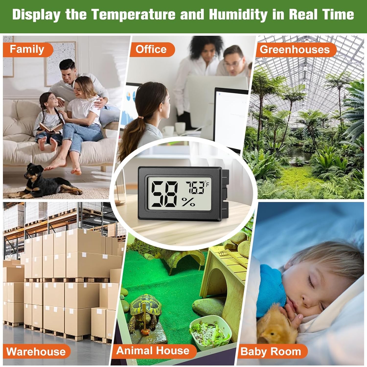 5/10/15 x Temperature Humidity Meters Gauge Indoor Fahrenheit (℉) LCD Display