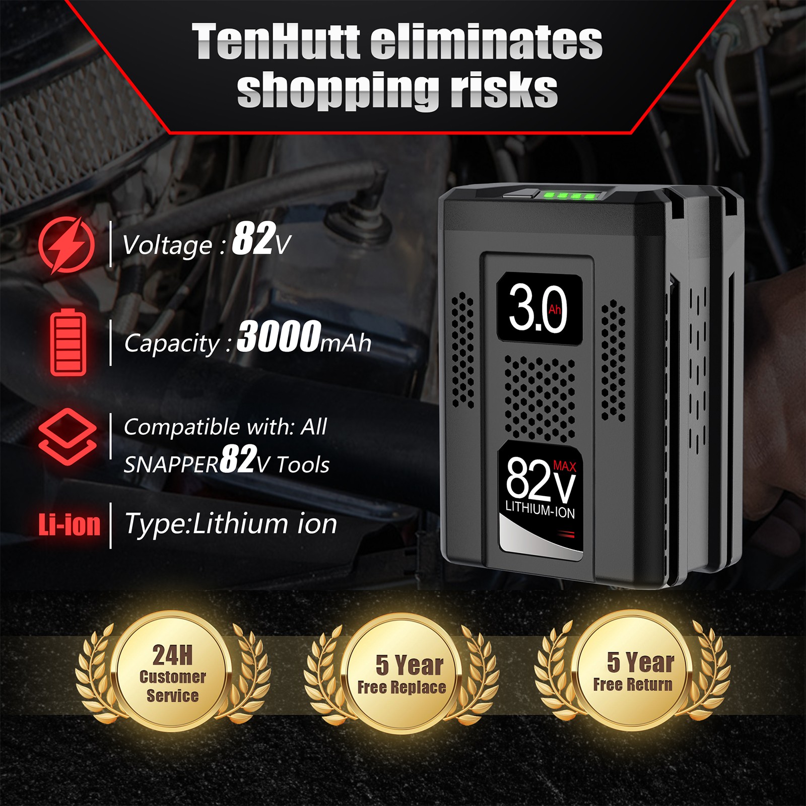 3.0Ah For Snapper XD 82V Max Lithium Ion Battery BSB2AH82 Cordless Power 1760514