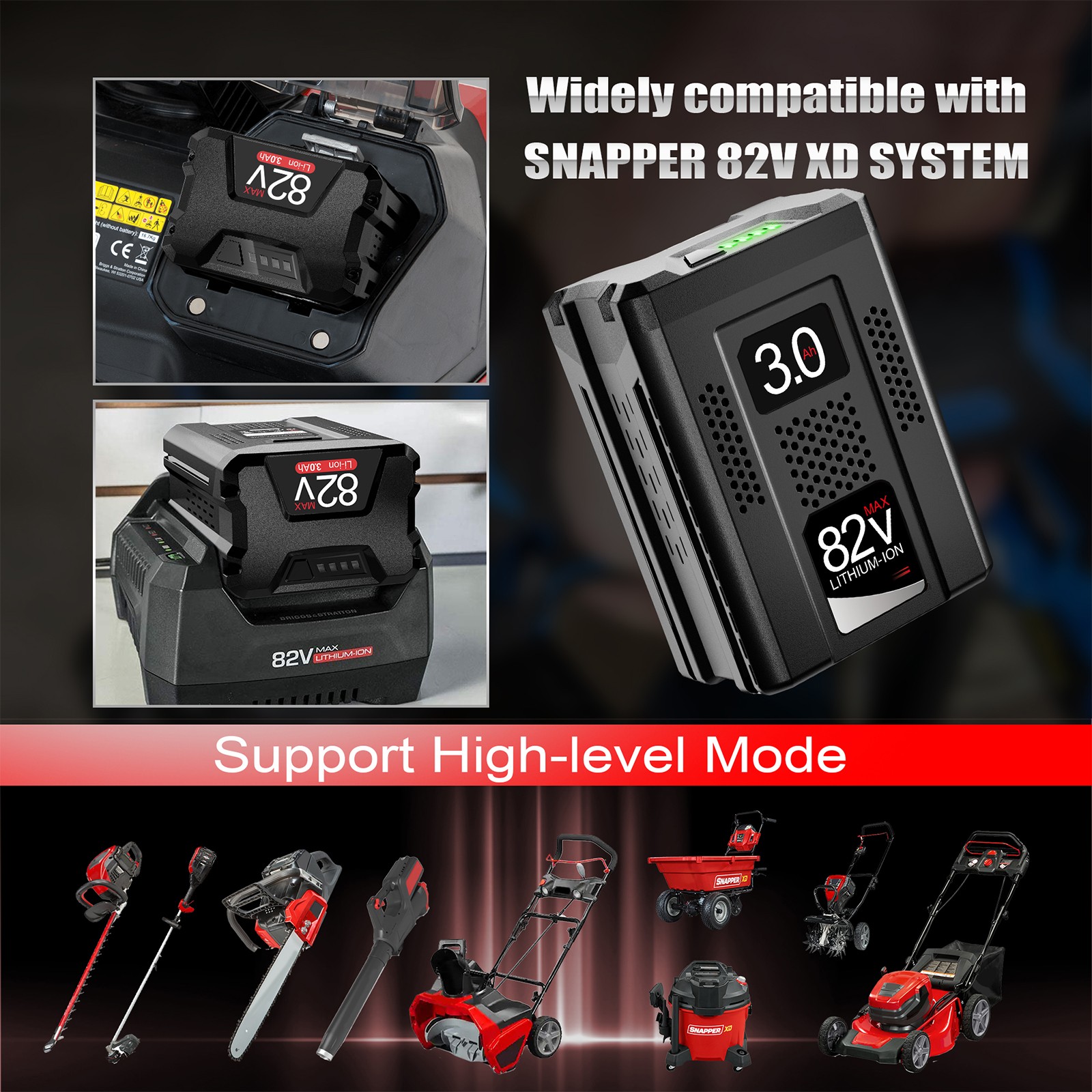 3.0Ah For Snapper XD 82V Max Lithium Ion Battery BSB2AH82 Cordless Power 1760514