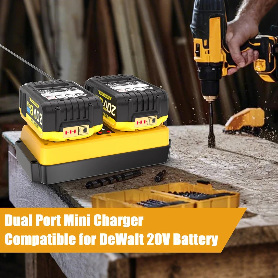 10Ah Battery for Dewalt 20V Max + Dual Charger – Replaces DCB204 DCB206 DCB-205