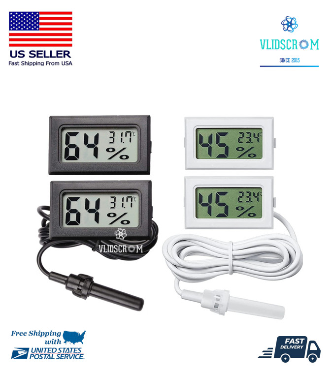 Mini LCD Digital Thermometer Hygrometer Aquarium Humidity Meter Gauge Fahrenheit