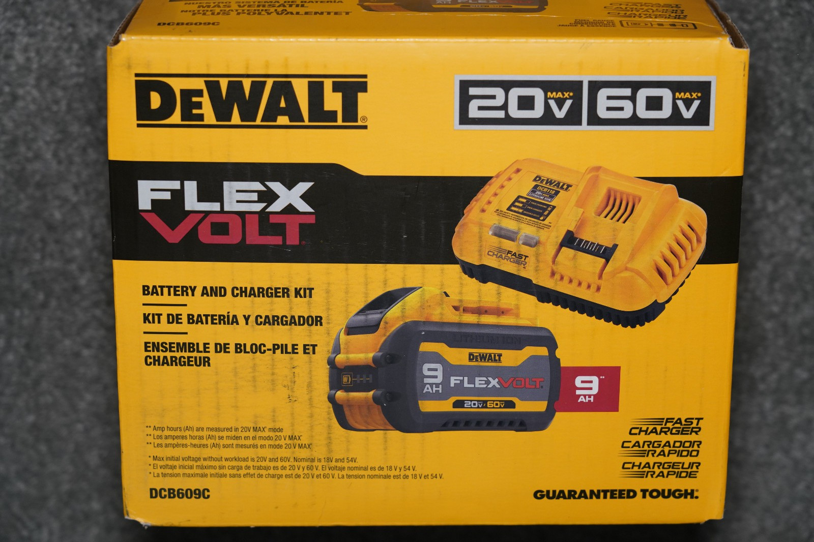 New! Dewalt DCB609C 20V/60V Max FLEXVOLT 9Ah Lithium Ion Battery & Fast Charger