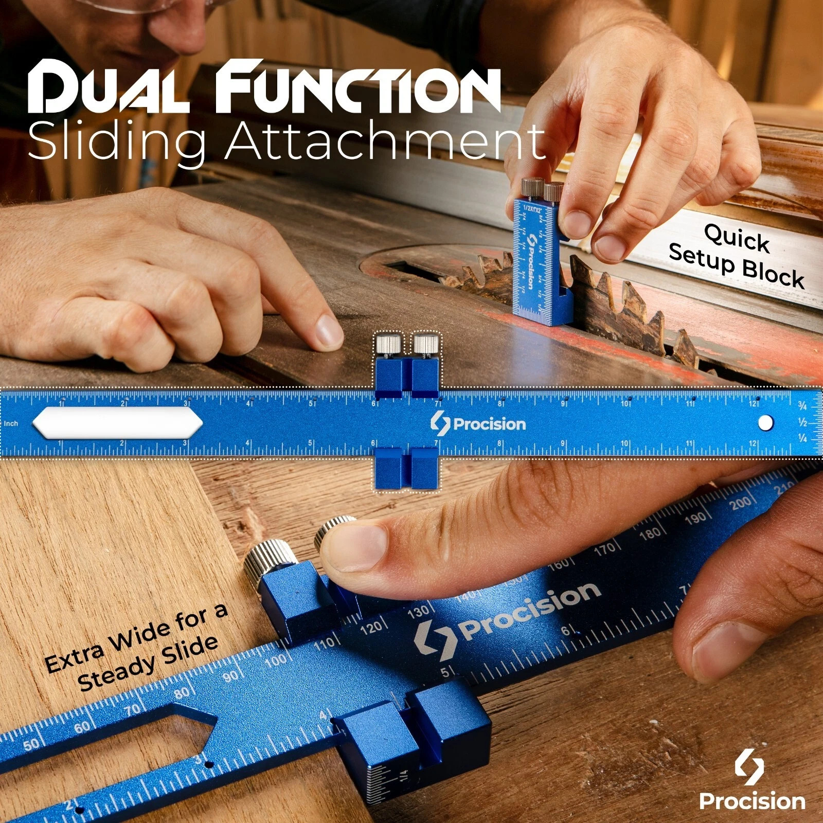 Procision Woodworking Ruler, Set of 3 (12, 8, 6 Inch), Precise Woodworking Pocke