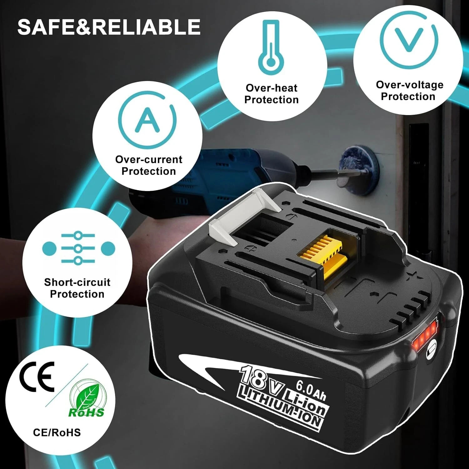 2 PACK 6.0AH Lithium Battery Replace For Makita 18V BL1830 BL1850 BL1860 BL1860B