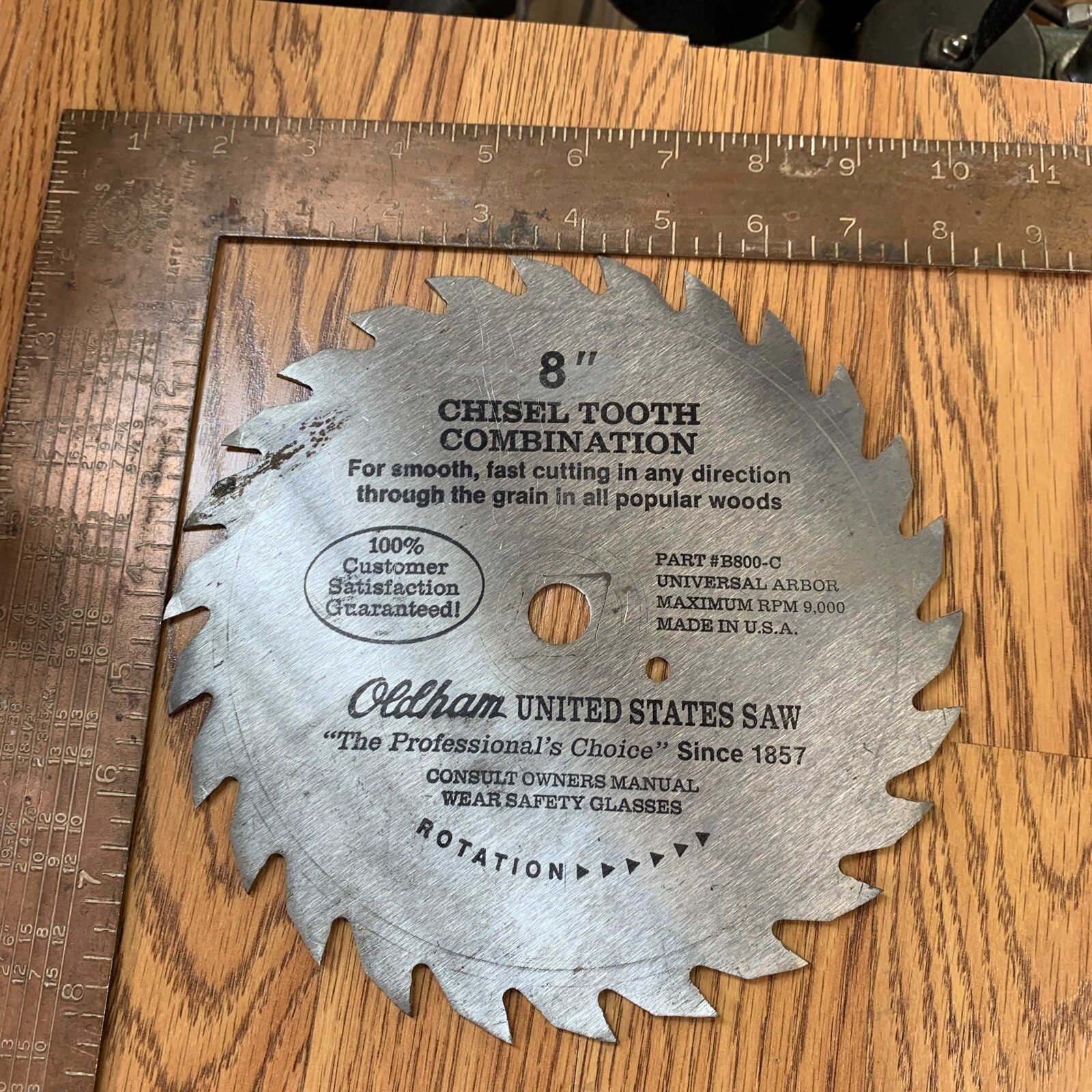 Vintage Oldham United States Saw 8″ x24Tooth Saw Blade Used B800-C