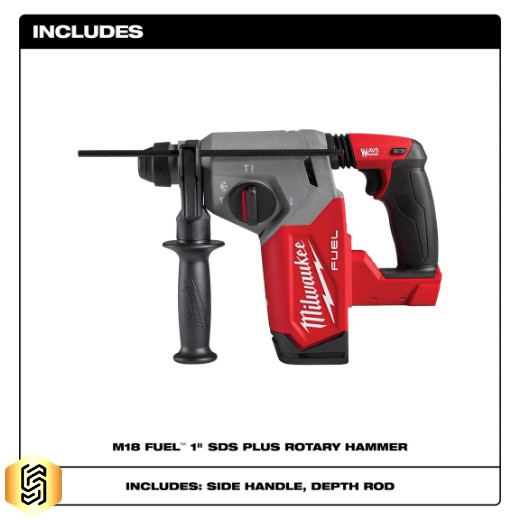 Milwaukee 2912-20 M18 18 Volt FUEL™ 1″ SDS Plus Rotary Hammer, Bare