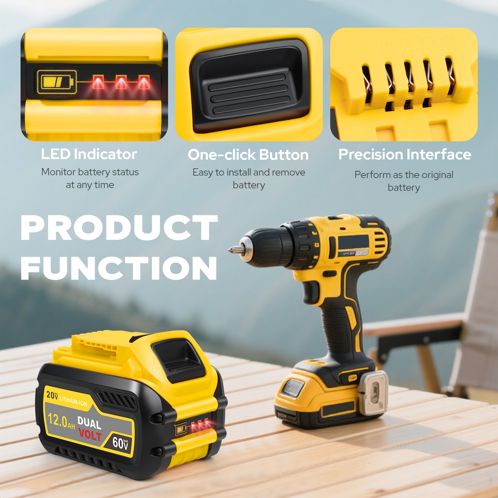 12Ah Battery For Dewalt FLEXVOLT 20V 60V MAX DCB206 DCB609 DCB606 DCB612 DCB204
